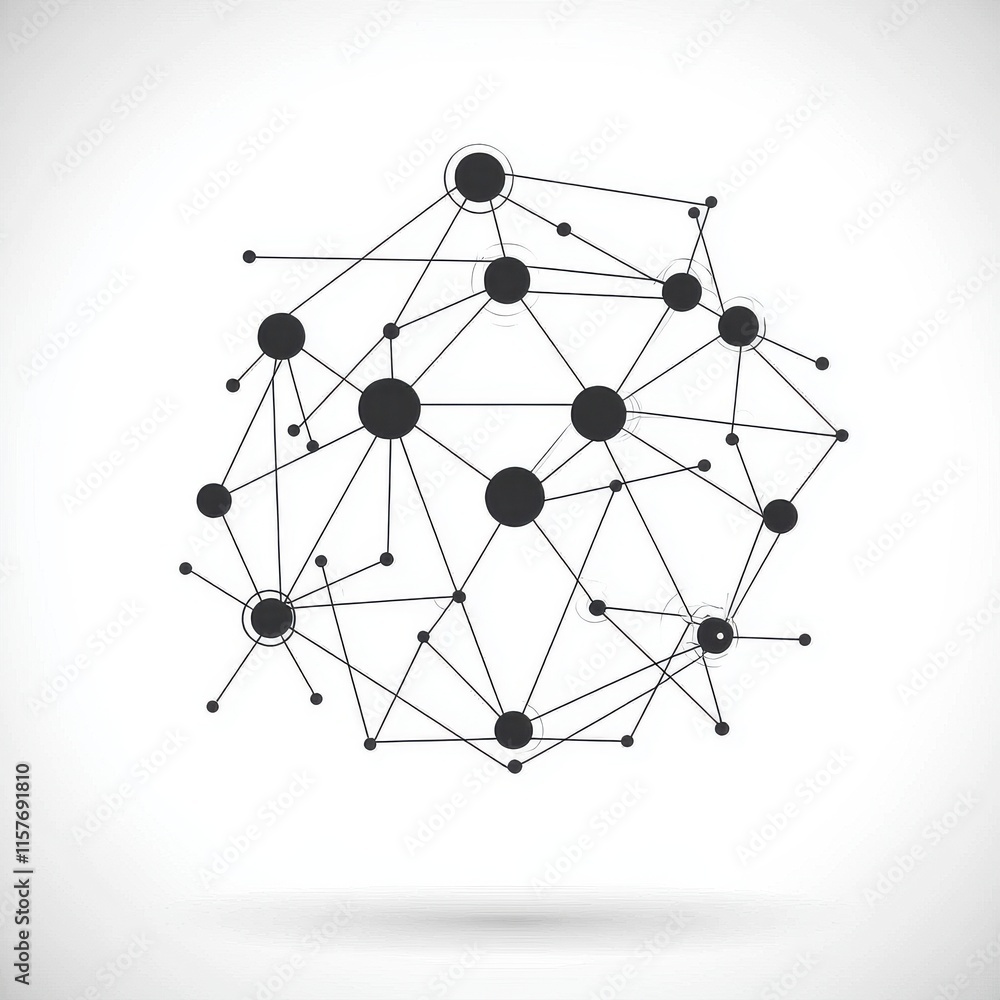 Aufkleber abstract black network illustration representing connections and data flow in technology.