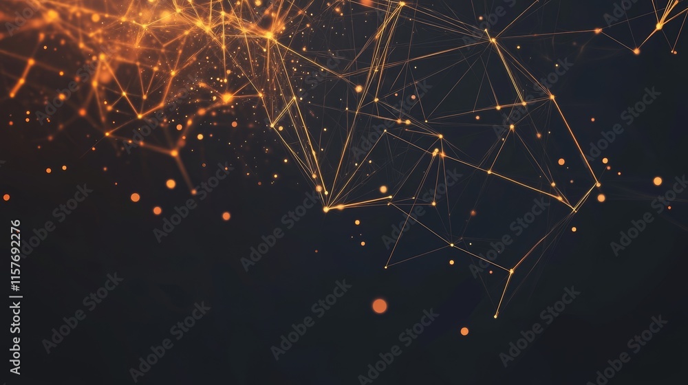 Poster Abstract plexus network glowing in dark background