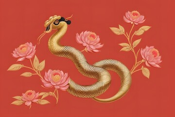 Fototapeta premium ia generated. Chinese New Year celebration. Chinese culture. Snake