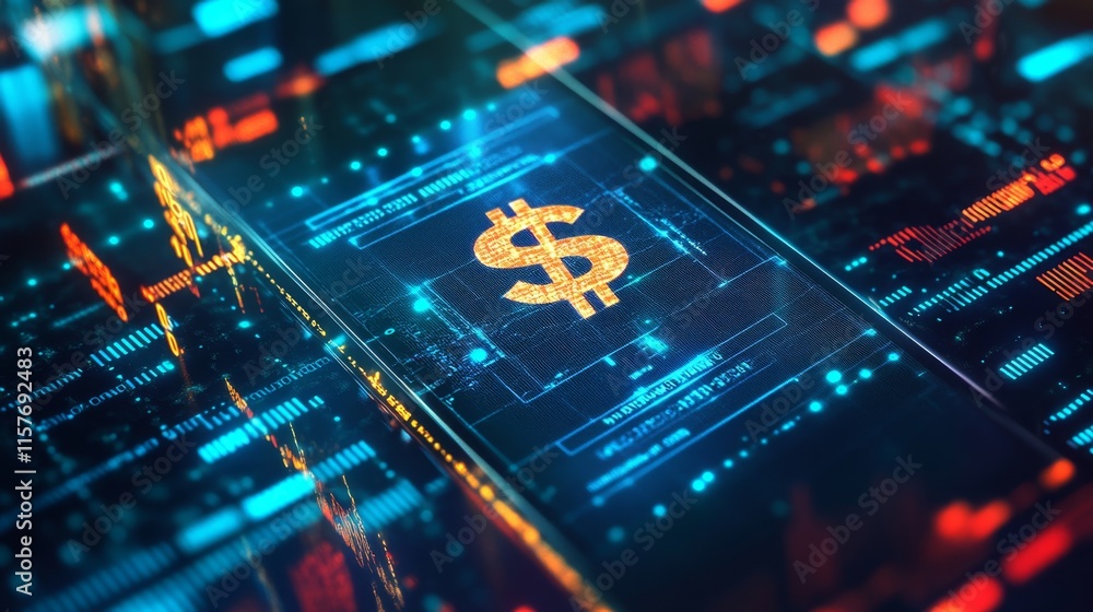 Poster digital currency trends analysis global technology hub infographic data visualization high-tech envi