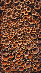 Golden Mushroom Mosaic - Nature's Intricate Tapestry