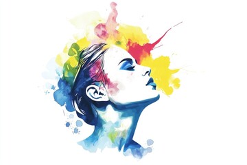 A beautiful watercolor painting of a woman's face with intricate details and soft colors