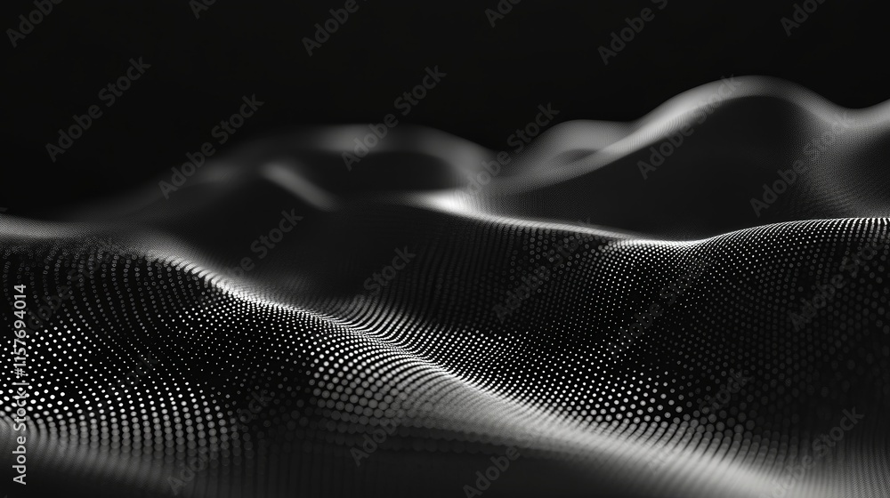 Aufkleber abstract digital wave background. dark grey and black color palette.