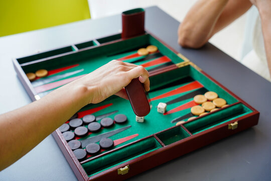 Engaging Backgammon Game Captured in Action
