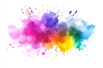Fototapeta premium Colorful watercolor splatters on a white background, great for adding creative touch to various designs