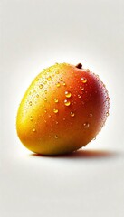 Mango with Water Droplets - Close-Up on Light Background