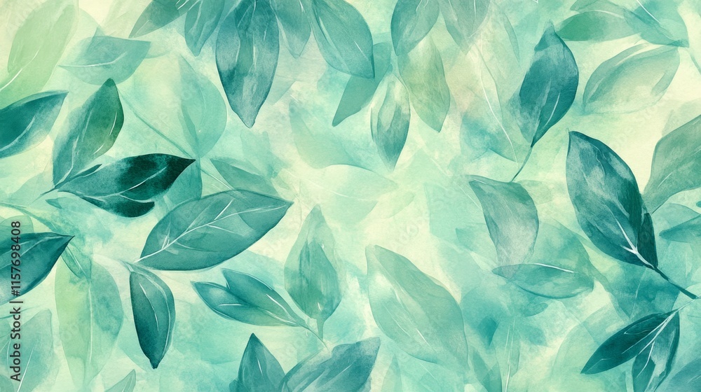 Poster vibrant leaf patterns in a serene nature setting abstract art calm atmosphere close-up view aestheti