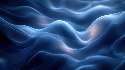 Fototapeta premium A smooth, flowing abstract representation of waves in a dark blue color palette.