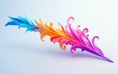 Colorful artistic feather design with dynamic paint splashes and fluid shapes