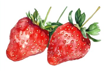 Fresh strawberries sit on a clean white surface
