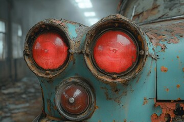 Abandoned vehicle on a rural road, useful for scenic or nostalgic scenes