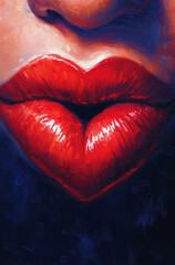 A close-up of lips shaped like a heart, painted with red lipstick.