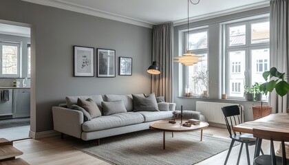Modern Gray Living Room Interior Design Cozy Apartment Home Decor