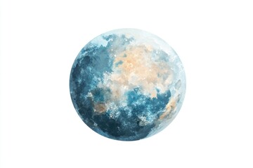 Fototapeta premium A close-up view of a blue moon on a white background, perfect for use in science or astronomy themed designs