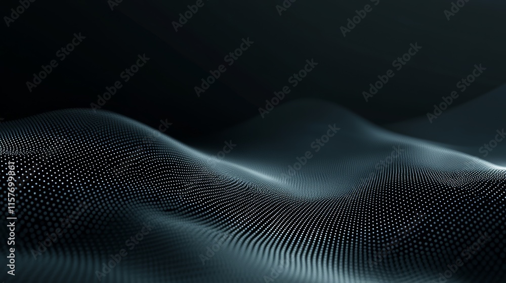 Aufkleber Dark abstract background with flowing data wave.  Perfect for tech, AI, and digital concepts.