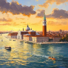Fototapeta premium Venice, View of San Giorgio maggiore from San Marco. Italy. 