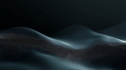 Dark abstract background with flowing data wave.  Perfect for tech, AI, and digital concepts.