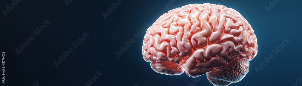 Poster detailed view of human brain showcasing its intricate structure and folds, emphasizing complexity of