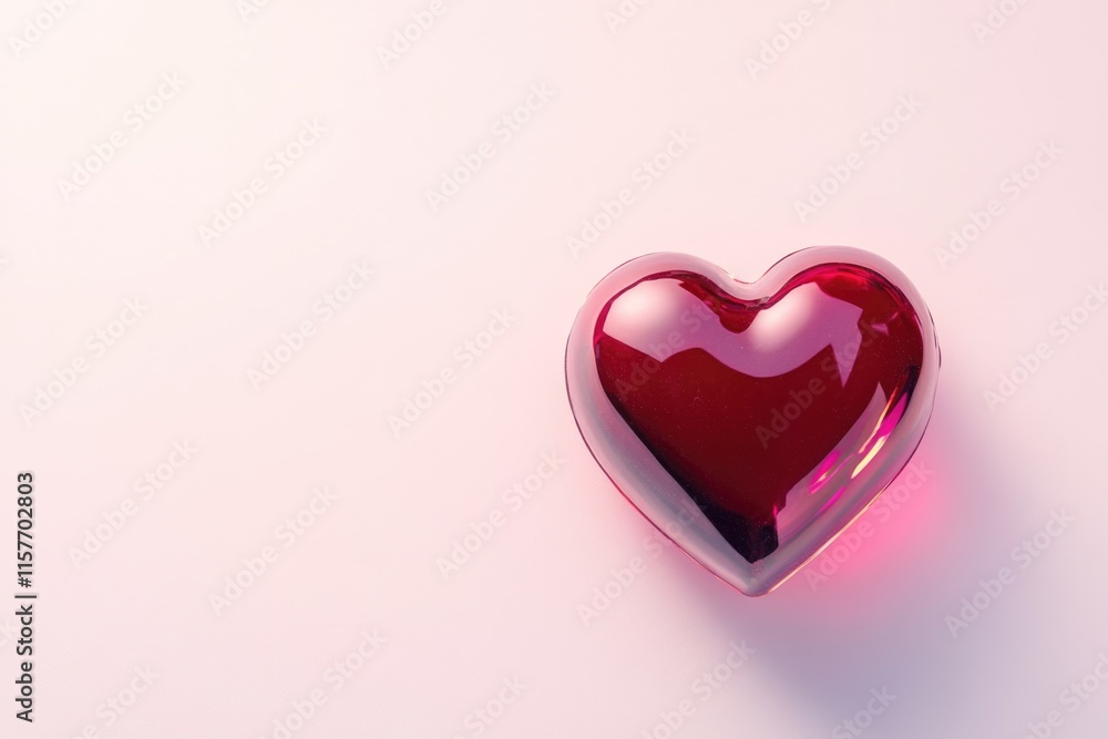 Poster A red heart shaped object placed on a white background