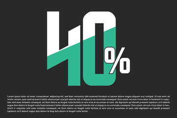 Sale off discount promotion set made of numbers . Vector Illustration of 40% percent discount arabic for your unique selling poster, banner ads.