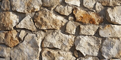 Fototapeta premium Rough Textured Stone Wall Background in Vintage Beige Tones for Abstract Grunge Design