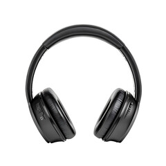 Fototapeta premium Close-Up Photo: Sleek Black Wireless Headphones Resting Gracefully on White. AI Generated