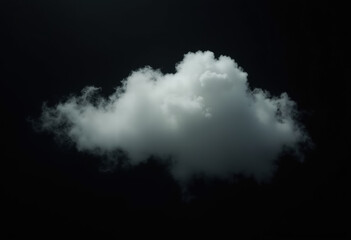 Single Fluffy White Cloud Against Dark Background Symbolizing Simplicity