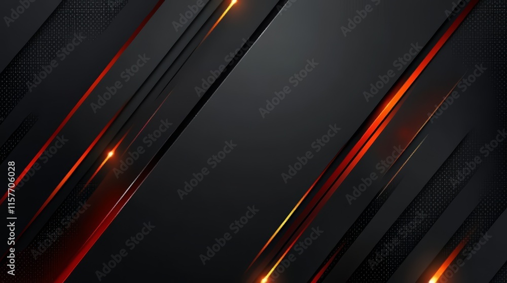 Poster abstract dark background with red and orange glowing lines