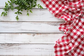 Obraz premium Rustic Red Gingham Tablecloth - Ideal for Kitchen, Picnic, and Dinner Settings
