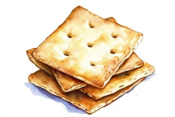 Fototapeta premium Watercolor illustration of a stacked box of crackers