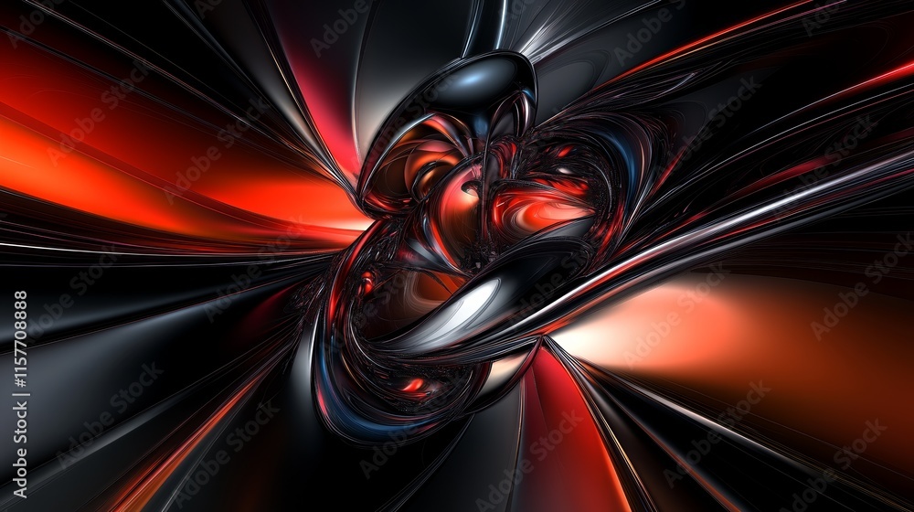 Poster Abstract background with red and black swirls and shapes.