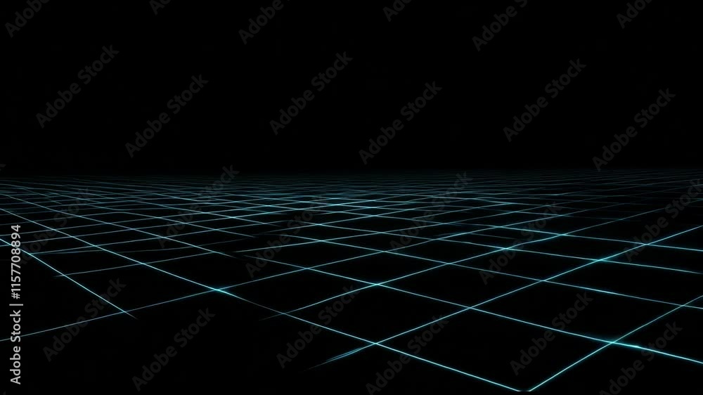 Poster Grid pattern in a dark space creating a futuristic atmosphere and visual depth. Generative AI