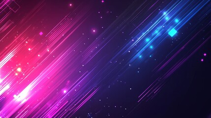 Obraz premium Dynamic pink and blue neon light streaks on dark background. Futuristic, vibrant, and energetic.