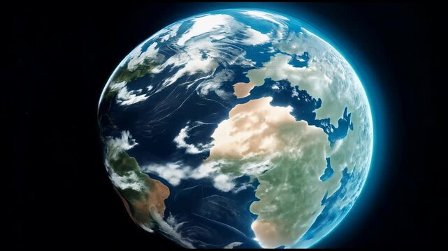 Stunning view of Earth showcasing landmasses and oceans from space in high definition. Generative AI