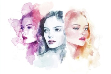 Fototapeta premium A group portrait of three women with distinct hair colors
