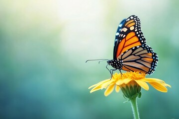 Obraz premium A butterfly is sitting on a yellow flower