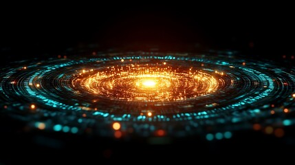Fototapeta premium Abstract Circular Light Pattern Digital Galaxy