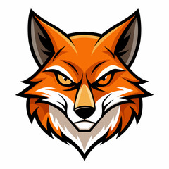 Angry Fox Head Silhouette Vector on White