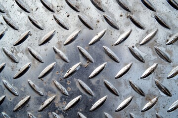 Silver Diamond Plate Texture Background. Seamless Metal Pattern for Construction and Industrial Work