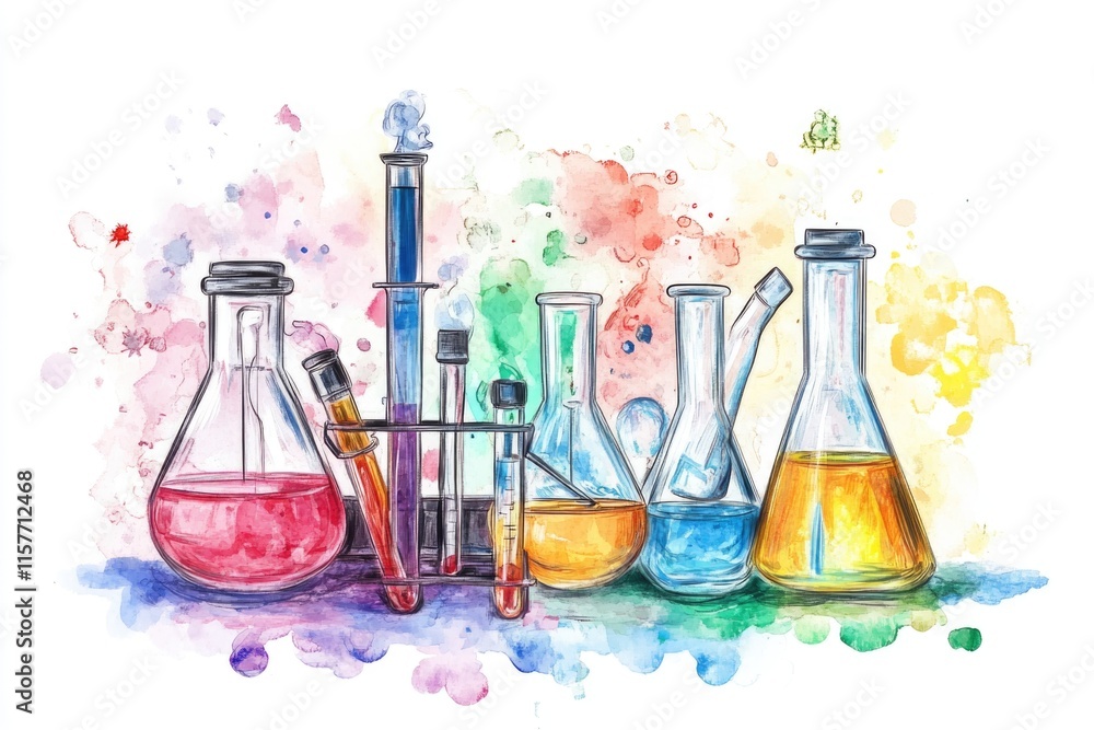 Poster a mixture of colorful liquids poured into one container