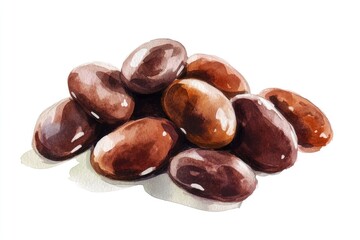 Fototapeta premium A close-up view of a pile of olives on a white background
