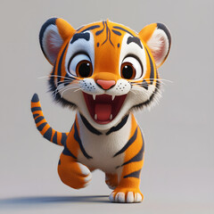 cute tiger cartoon character 3D