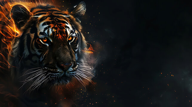 Fototapeta tiger animal abstract wallpaper design with a high contrast background in subtle pastel colors, a creative and artistic illustration perfect for various digital art applications, a stock photo  