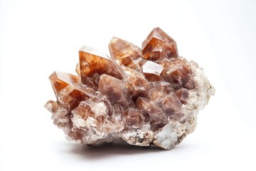 A cluster of crystals sitting on a clean, white surface