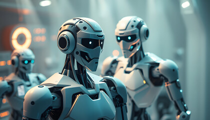 Medical robots illustrations in isometric view, craft clay. isolated with white highlights