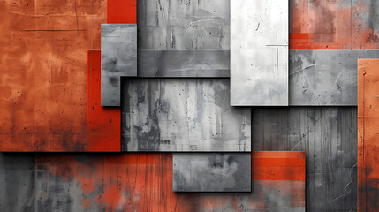 vertical backdrop with orange and grey geometric textures in an abstract design, a modern and contemporary pattern perfect for graphic design and digital art projects, a stock image

