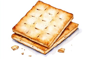 Fototapeta premium A pair of crackers stacked on top of each other, perfect for snacking or gift-giving