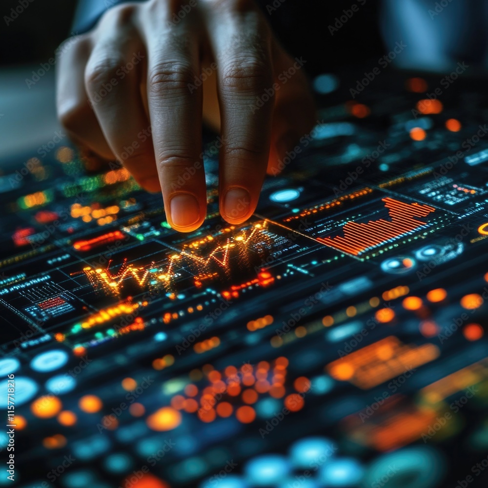 Poster a person's hand interacting with a laptop or desktop computer