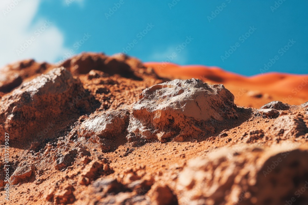 Poster Close-up view of a rock pile in the desert, suitable for use as a texture or background
