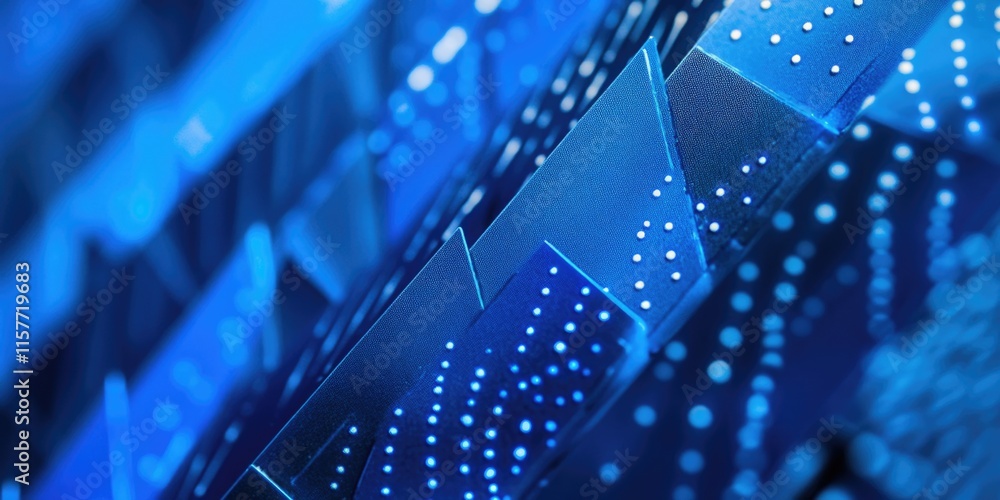 Poster a close-up shot of a blue computer keyboard with keys and buttons visible